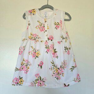 Carter's Girl's Floral Dress Cotton Lace 1/2 Button Lined White Pink Size 8